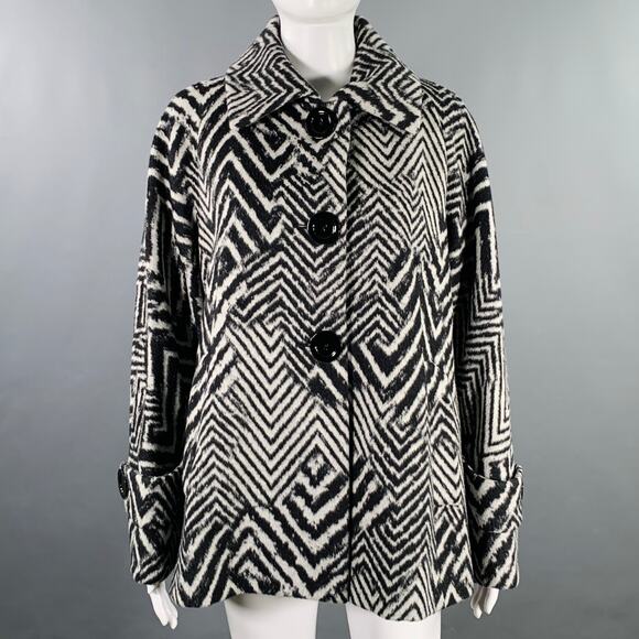 CINZIA ROCCA Size 8 Black White Wool Angora Zig Zag Jacket - Picture 1 of 8